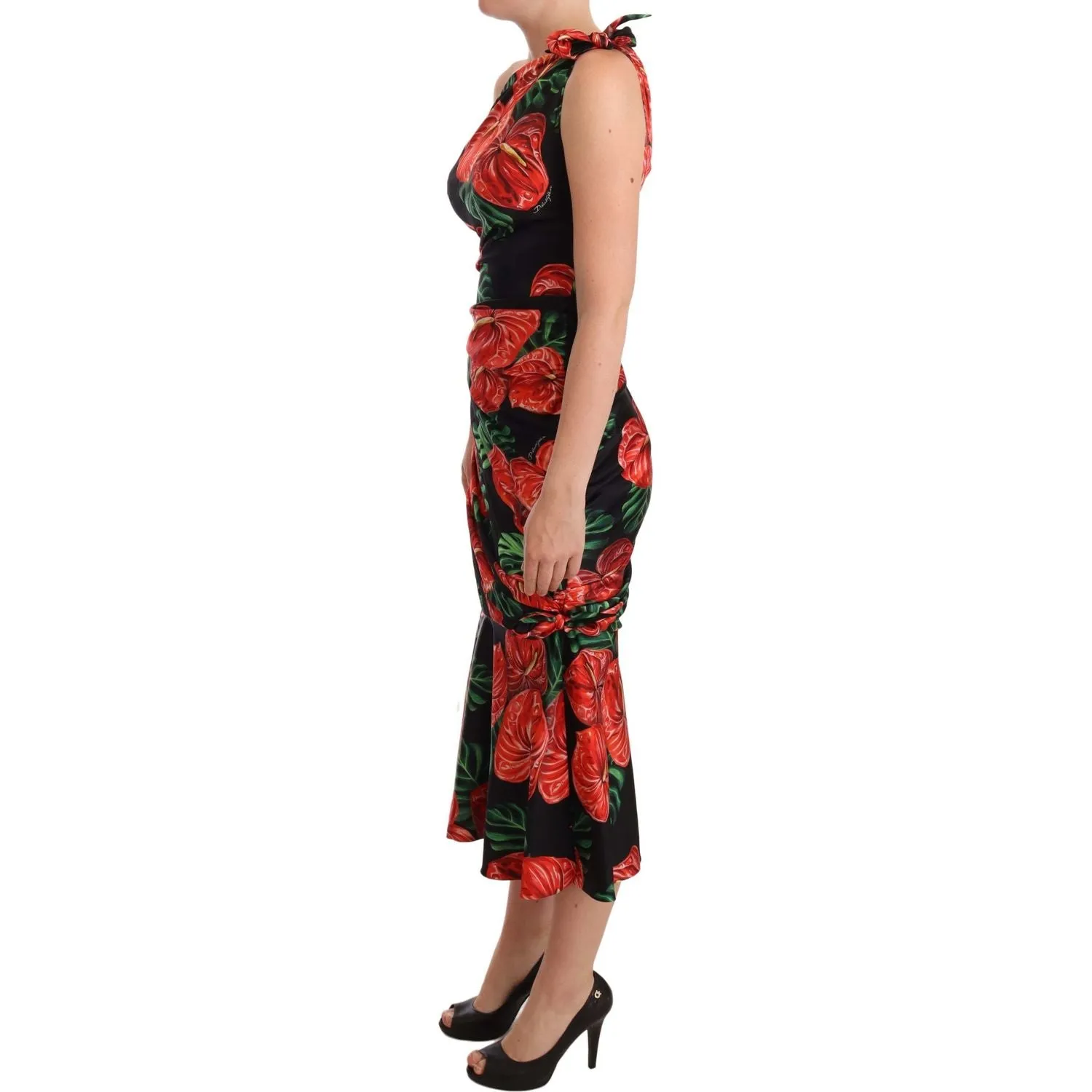 Dolce & Gabbana Elegant Floral Silk Draped Dress