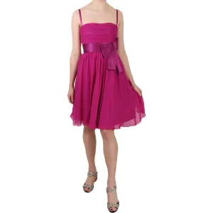 Dolce & Gabbana Elegant Fuchsia Pink Silk Bow Front Dress