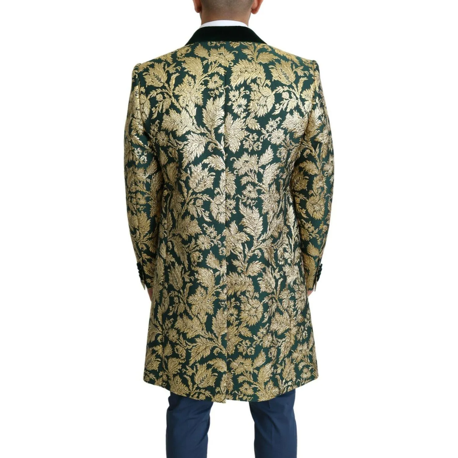 Dolce & Gabbana Elegant Gold Green Jacquard Sicilia Jacket