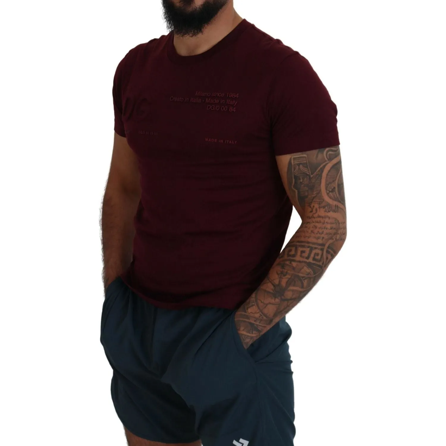 Dolce & Gabbana Elegant Maroon Crew Neck Casual Tee