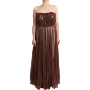 Dolce & Gabbana Elegant Metallic Bronze Long Gown