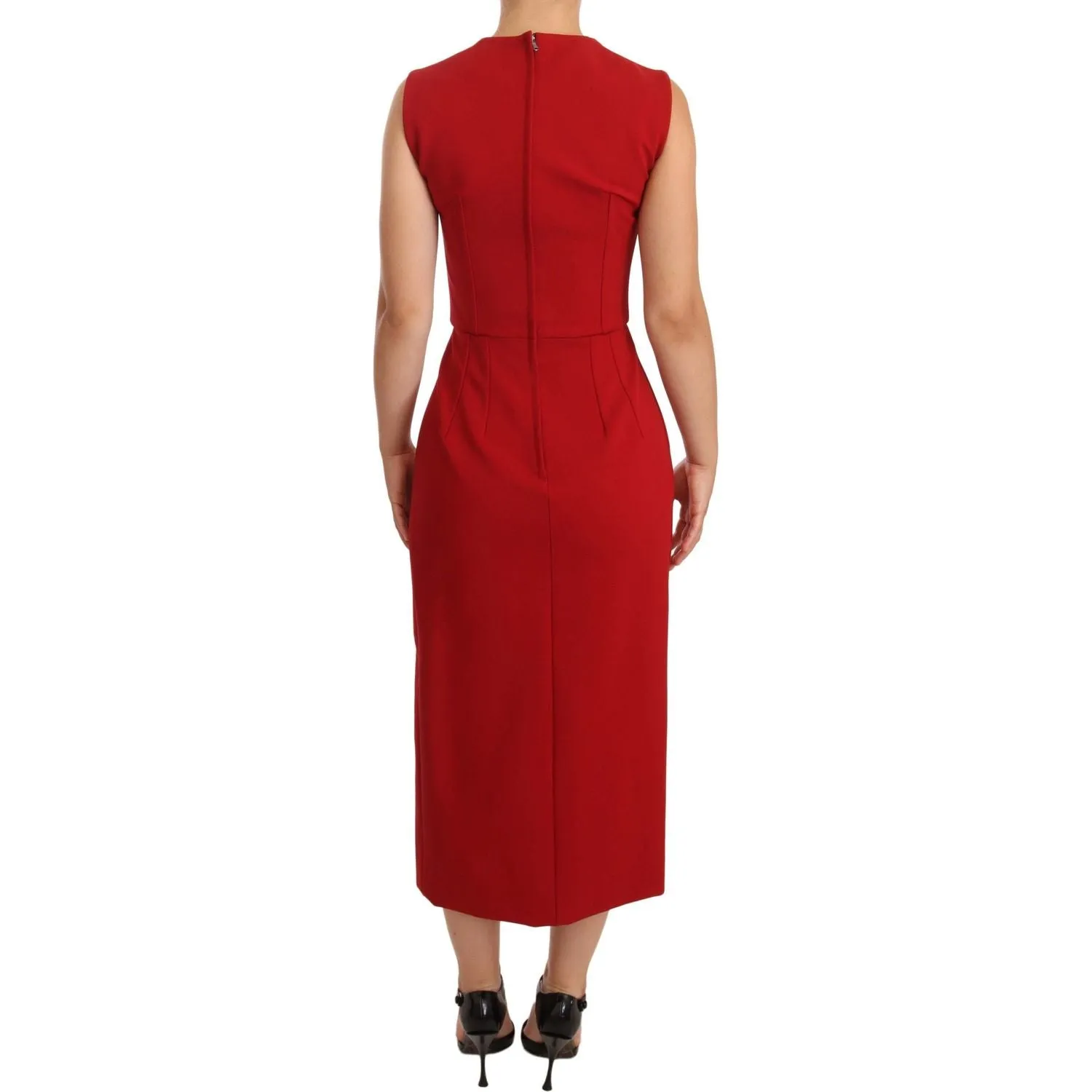 Dolce & Gabbana Elegant Sweetheart Midi Dress in Red