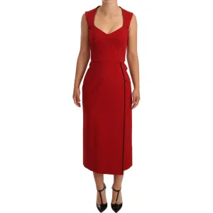 Dolce & Gabbana Elegant Sweetheart Midi Dress in Red