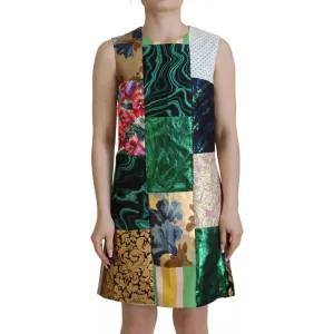 Dolce & Gabbana Multicolor Jacquard Patchwork Shift Mini Dress