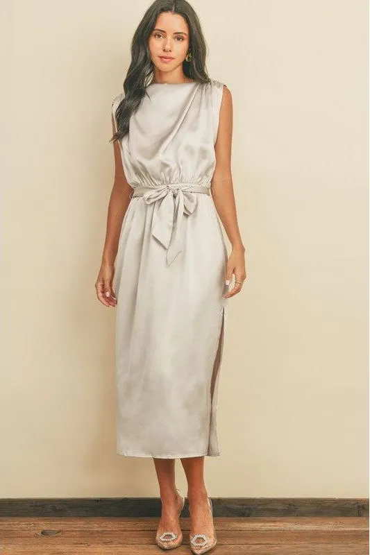 Draped Satin Slip Dress