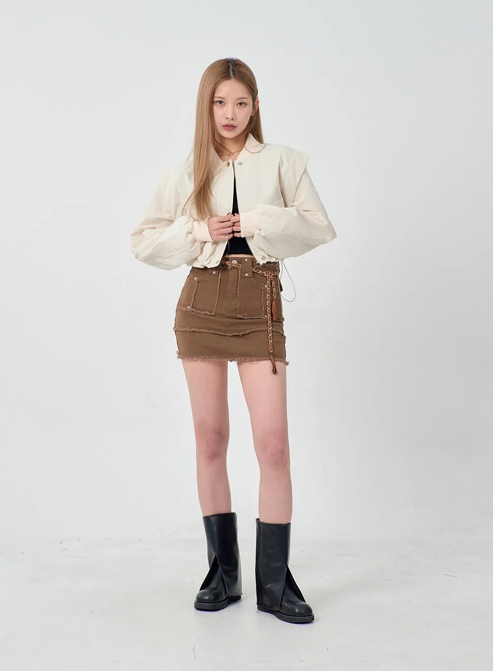 Drawstring Waist Cropped Jacket BD23