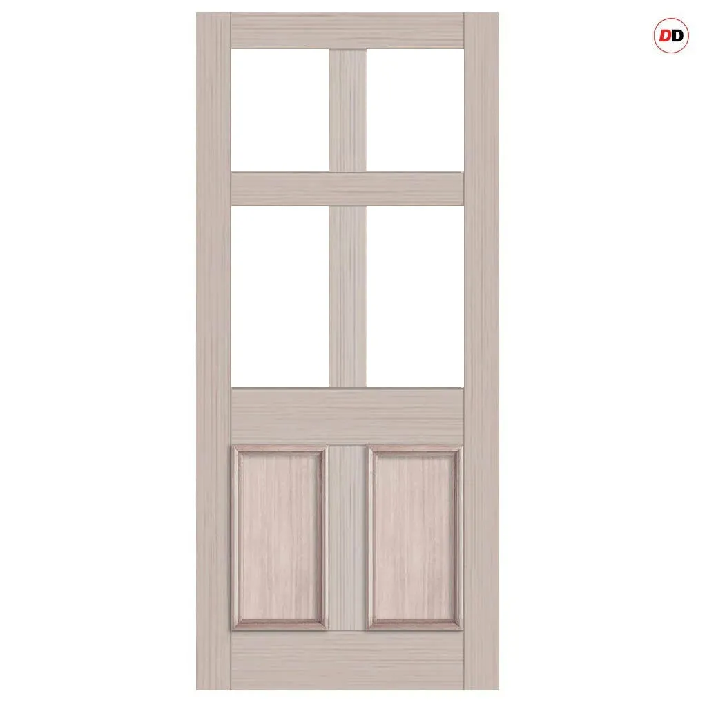 Exterior Colonial Made to Measure Front Door - 57mm Thick - Six Colour Options - Toughened Double Glazing - 4 Pane 2 Panel