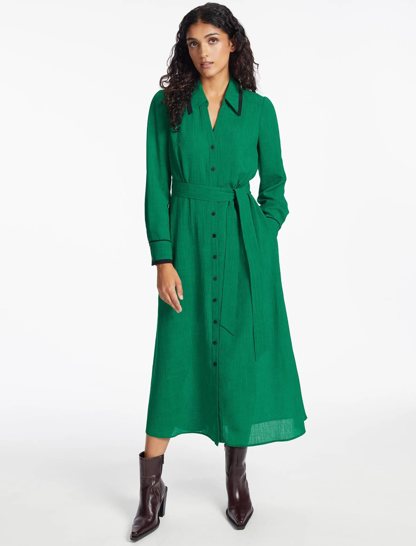 Fallon Techni Voile Maxi Dress - Emerald Green