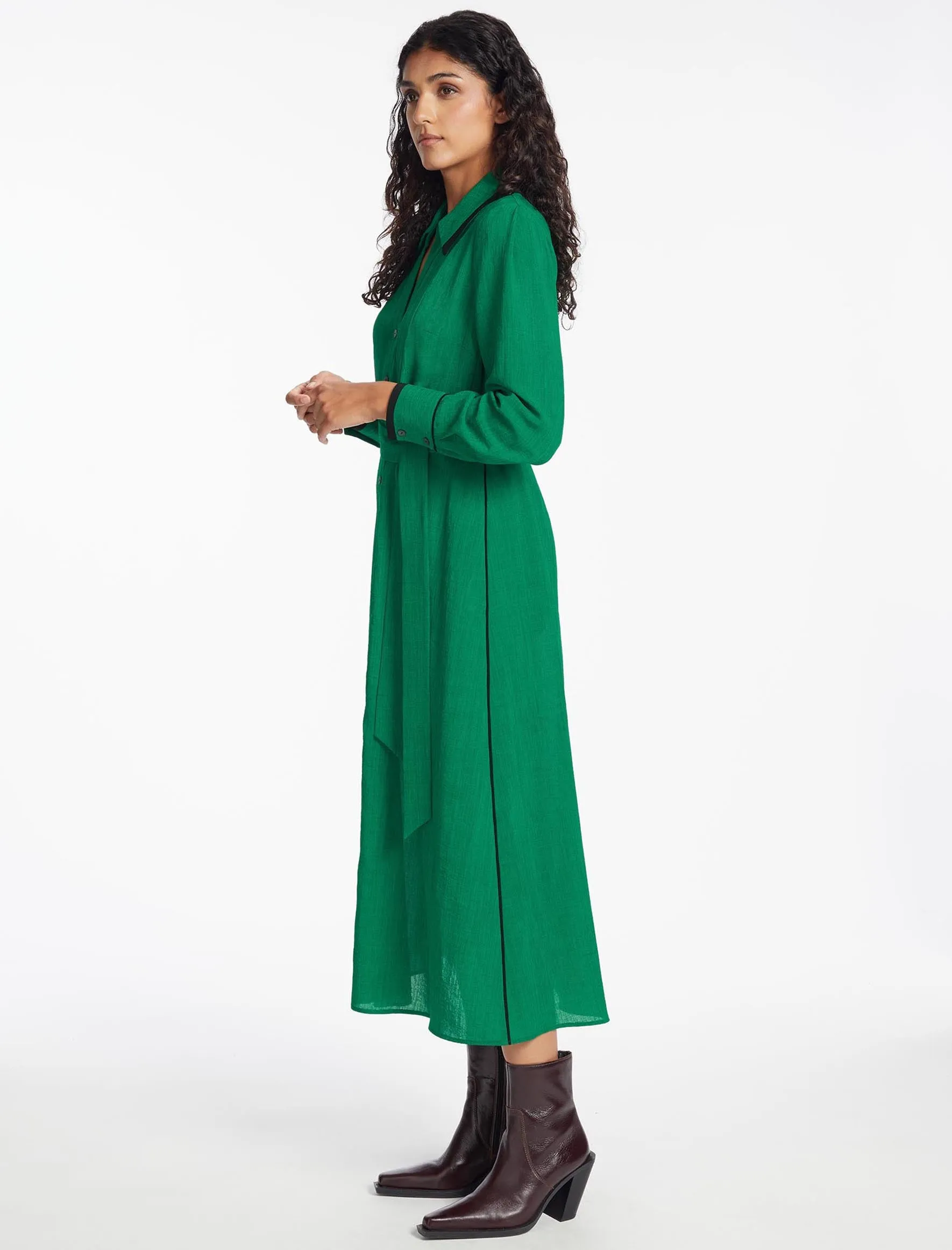 Fallon Techni Voile Maxi Dress - Emerald Green