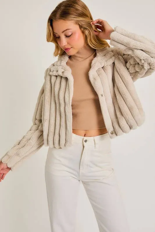 Faux Crop Fur Jacket