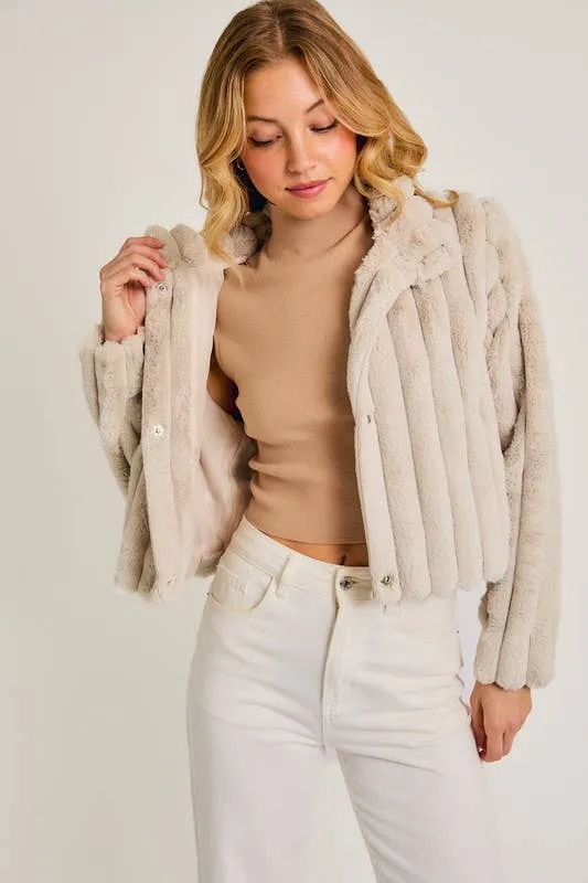 Faux Crop Fur Jacket