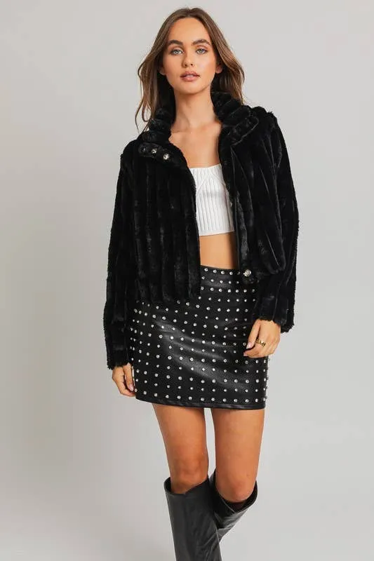 Faux Crop Fur Jacket