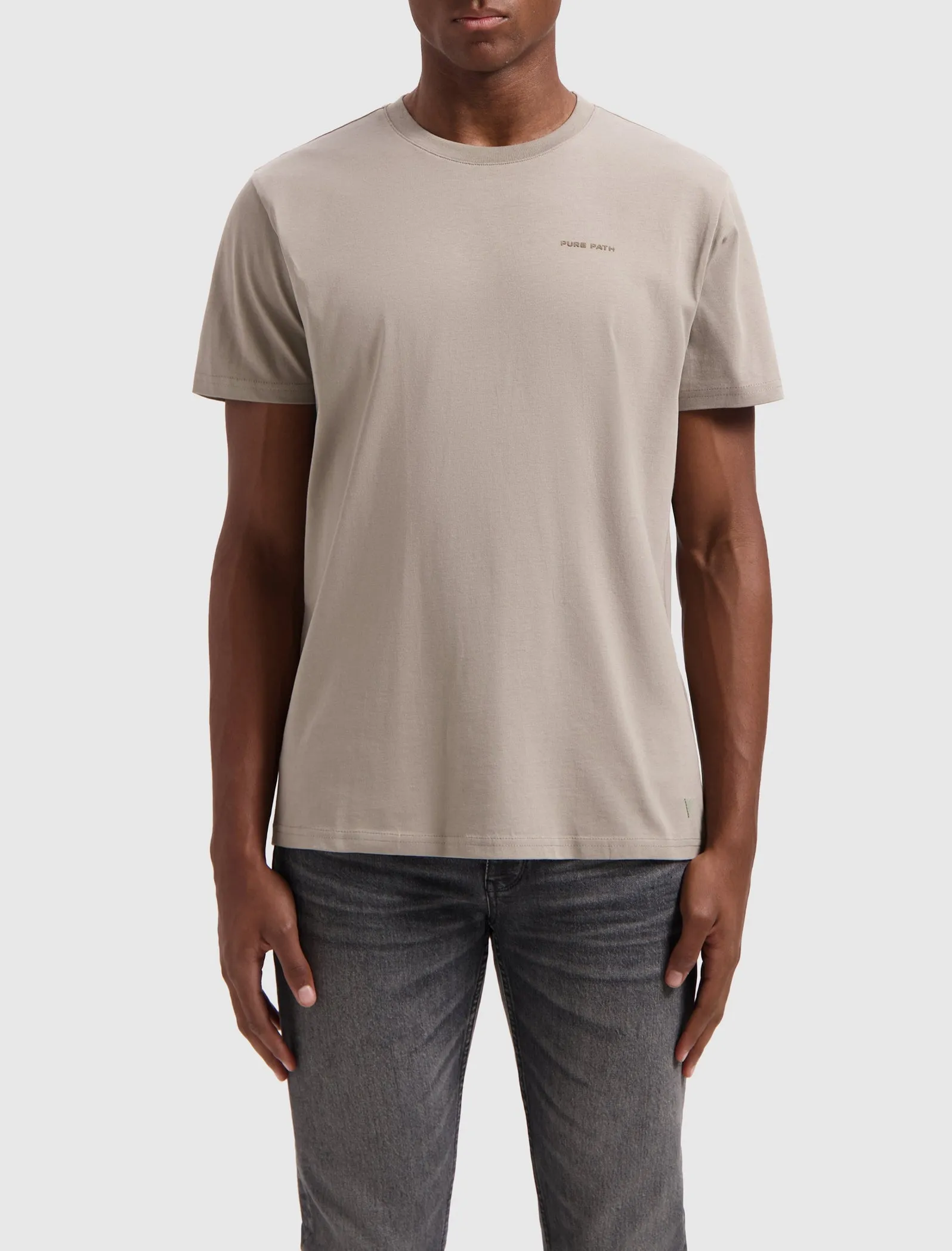 Flock Print Logo T-shirt | Taupe