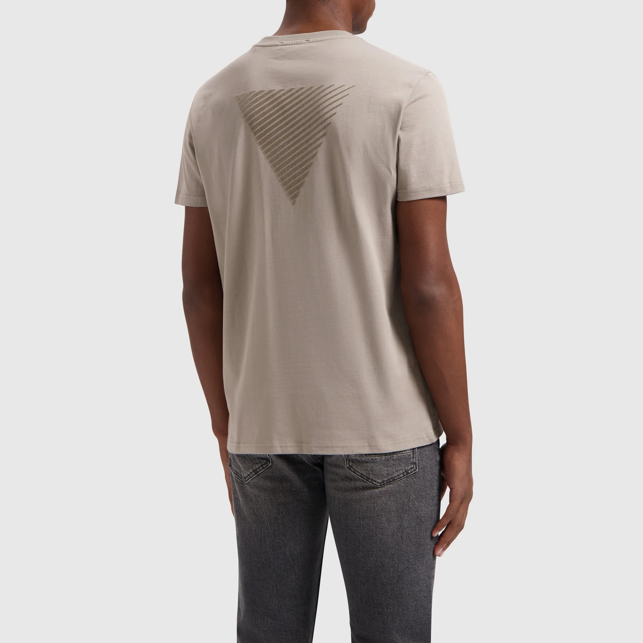 Flock Print Logo T-shirt | Taupe