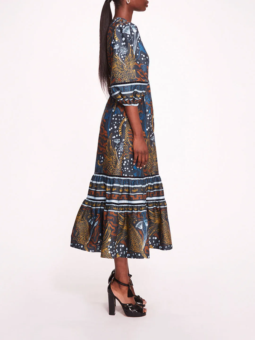 Flying Cheetah Tiered Midi Dress