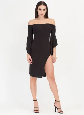 Flying Off-Shoulder Flutter Sleeve Dress