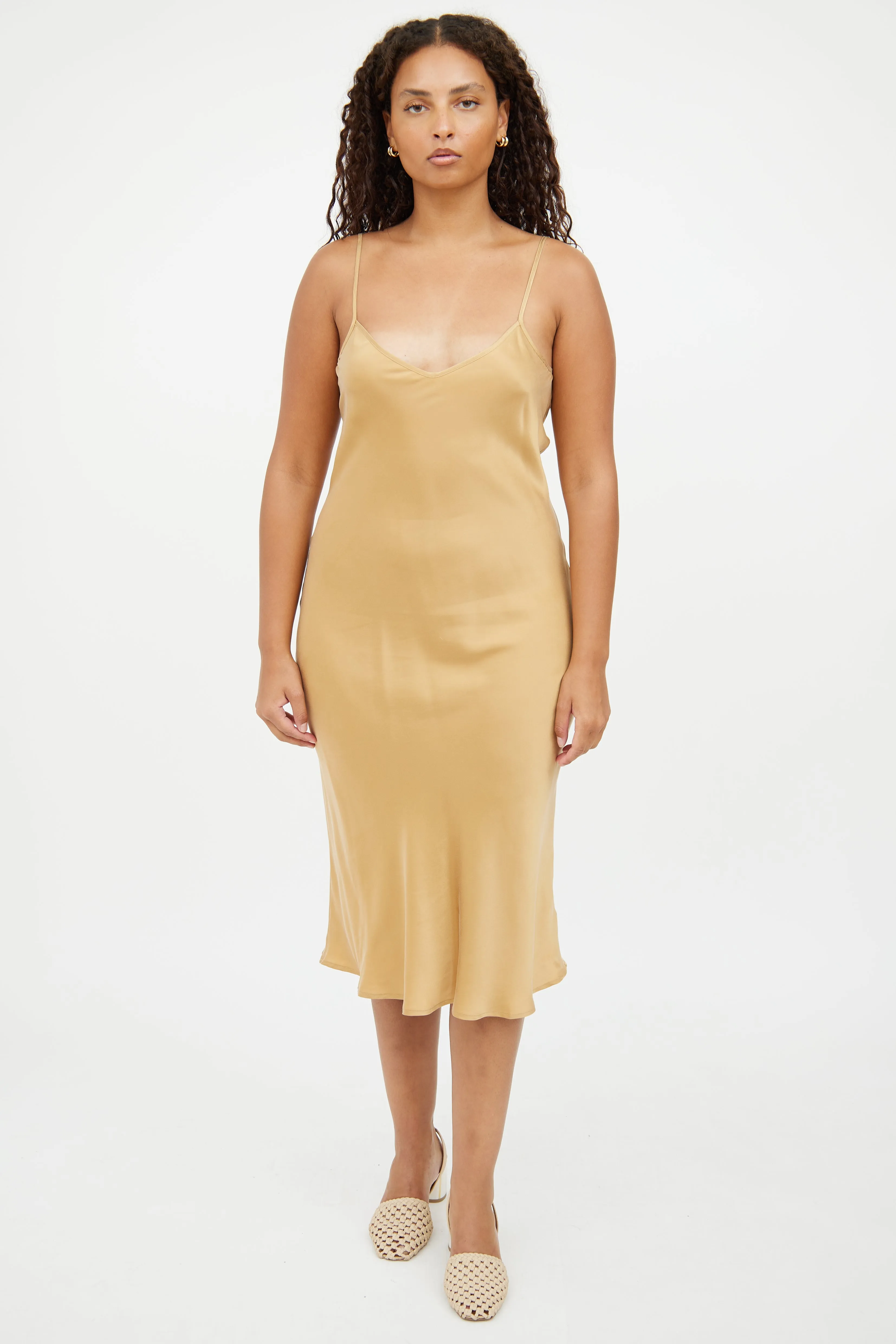 Gold Silk Slip Dress