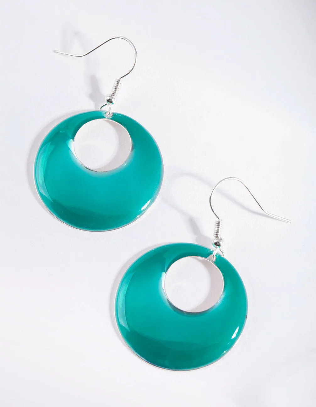 Green Metallic Drop Earrings