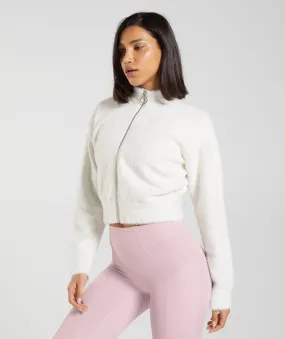 Gymshark Whitney Eyelash Knit Jacket - Skylight White