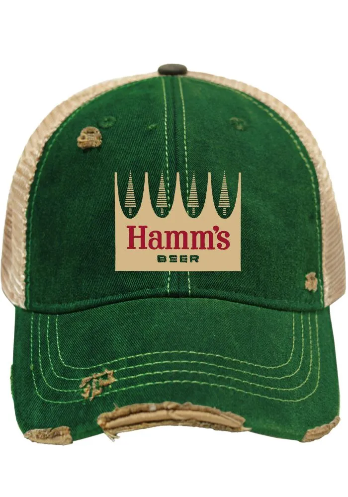 Hamm's Brewing Company Retro Brand Green Vintage Mesh Beer Adjustable Hat Cap