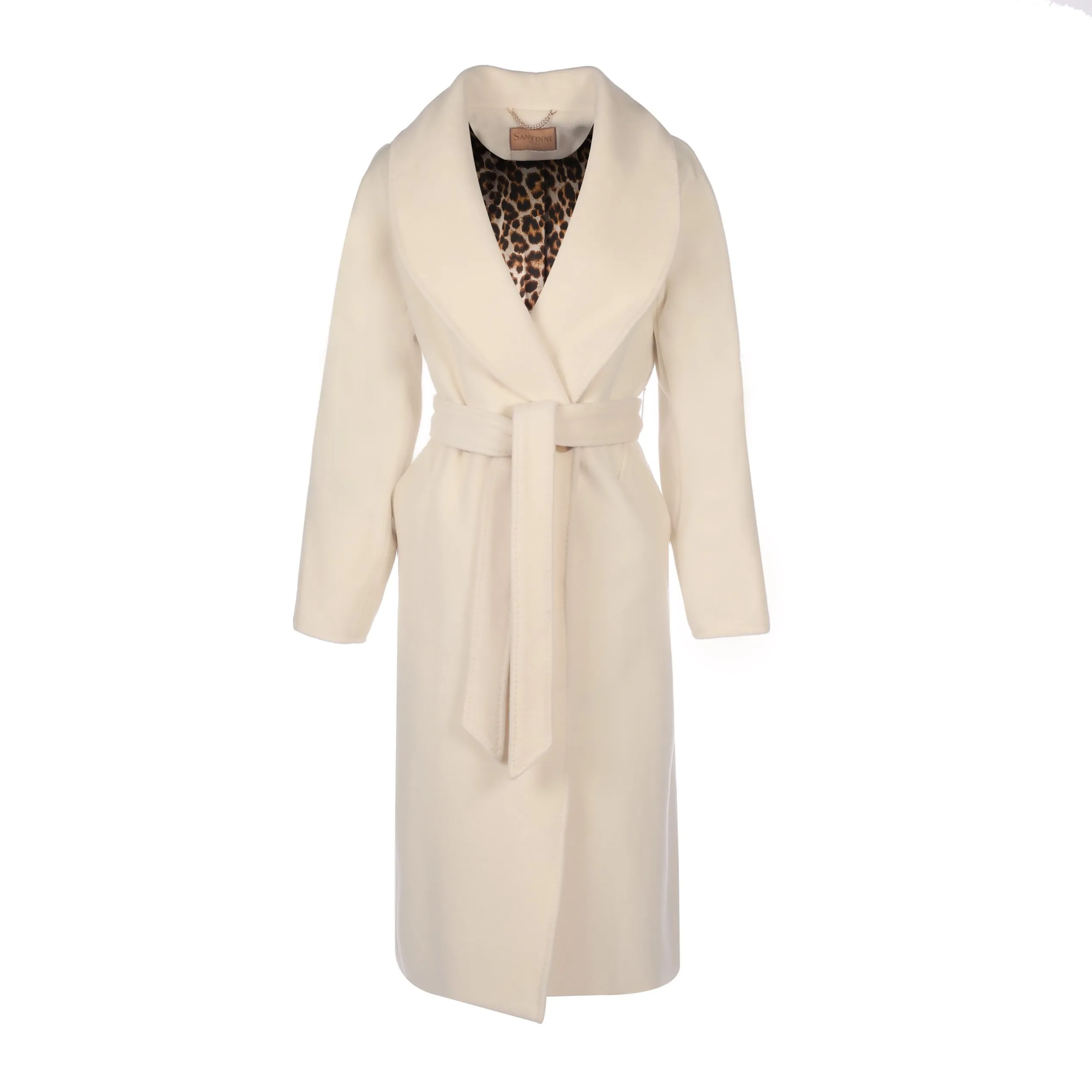 'Hepburn' Italian Virgin Wool and Cashmere Coat in Bianco