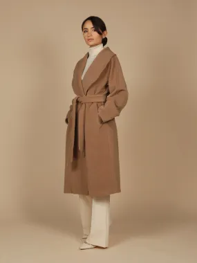 'Hepburn' Italian Virgin Wool and Cashmere Coat  in Marrone