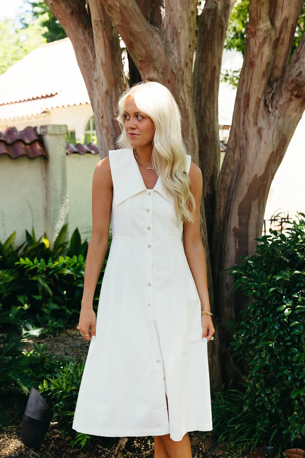 Here And There Midi Dress - White