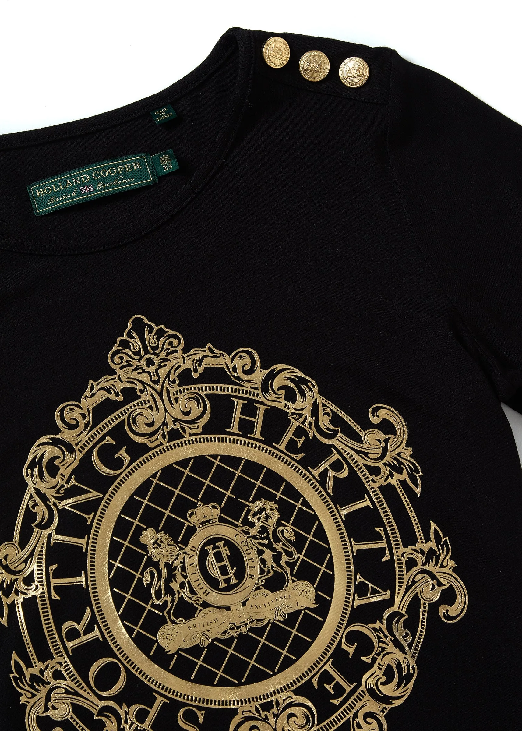 Holland Cooper London Crest Ladies T-Shirt in Black