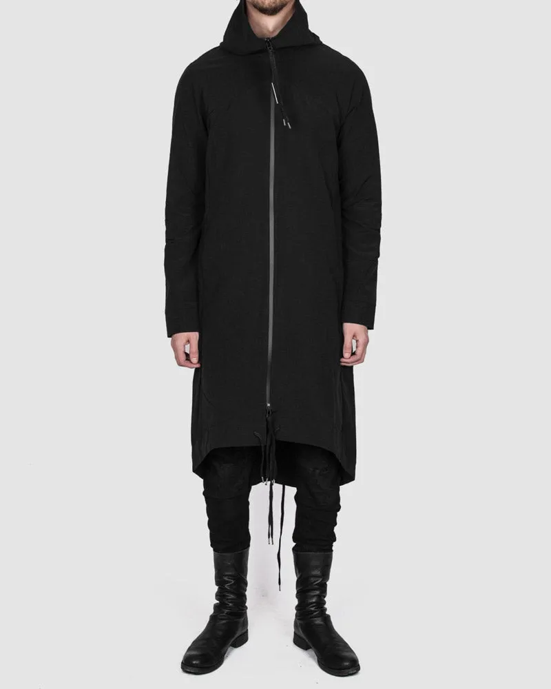 Hooded fishtail raincoat