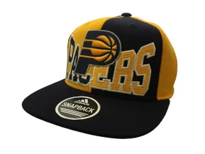 Indiana Pacers Adidas Navy Yellow Panel Structured Snapback Flat Bill Hat Cap