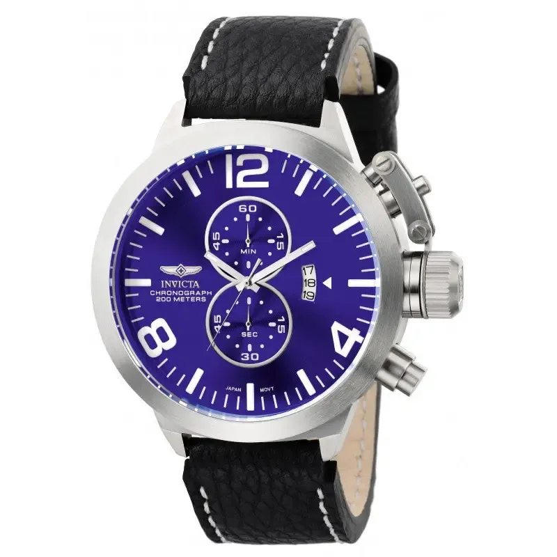 Invicta Men's Corduba Chronograph Stainless Steel Black Leather Watch 6603