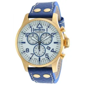 Invicta Men's Reserve Chronograph Gold Plated Case Blue Leather Watch 19751