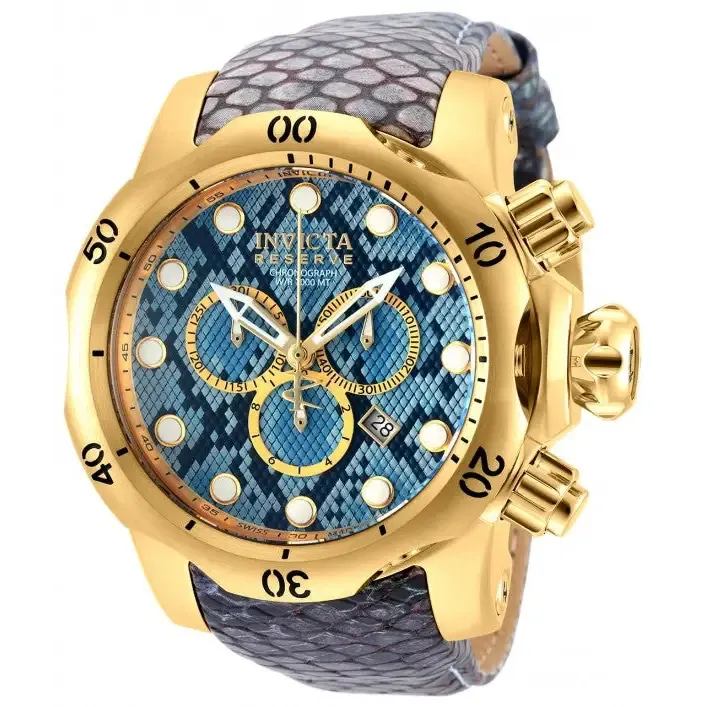 Invicta Men's Venom Chrono 1000m Snakeskin Pattern Blue Leather Watch 18302