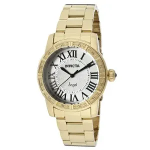 Invicta Women's 14374 Angel Silver Dial Diamond Accented 18k Gold Ion-Plated Stainless Steel Watch