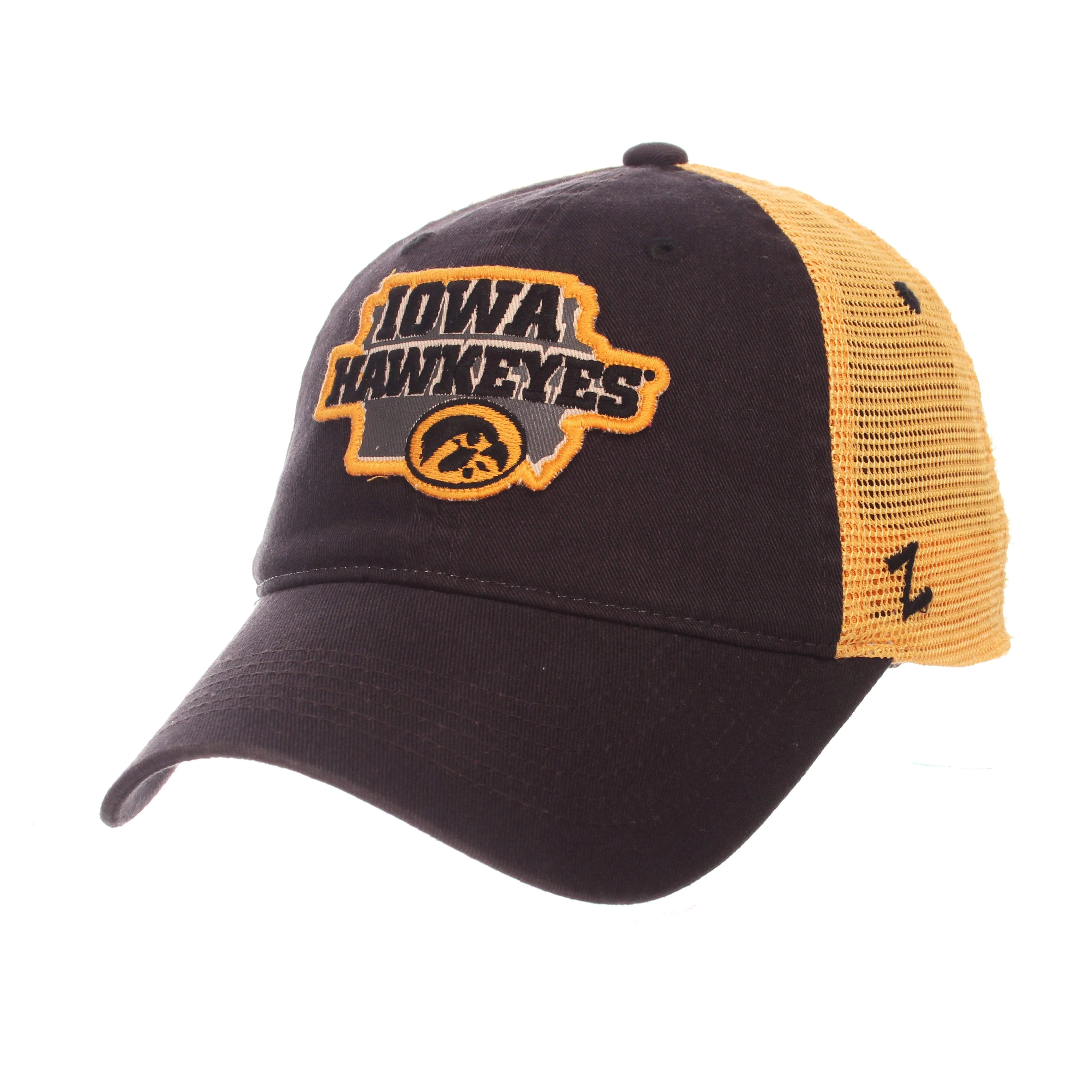 Iowa Hawkeyes Zephyr "Freeway" Black w/ Yellow Mesh Adj. Slouch Hat Cap