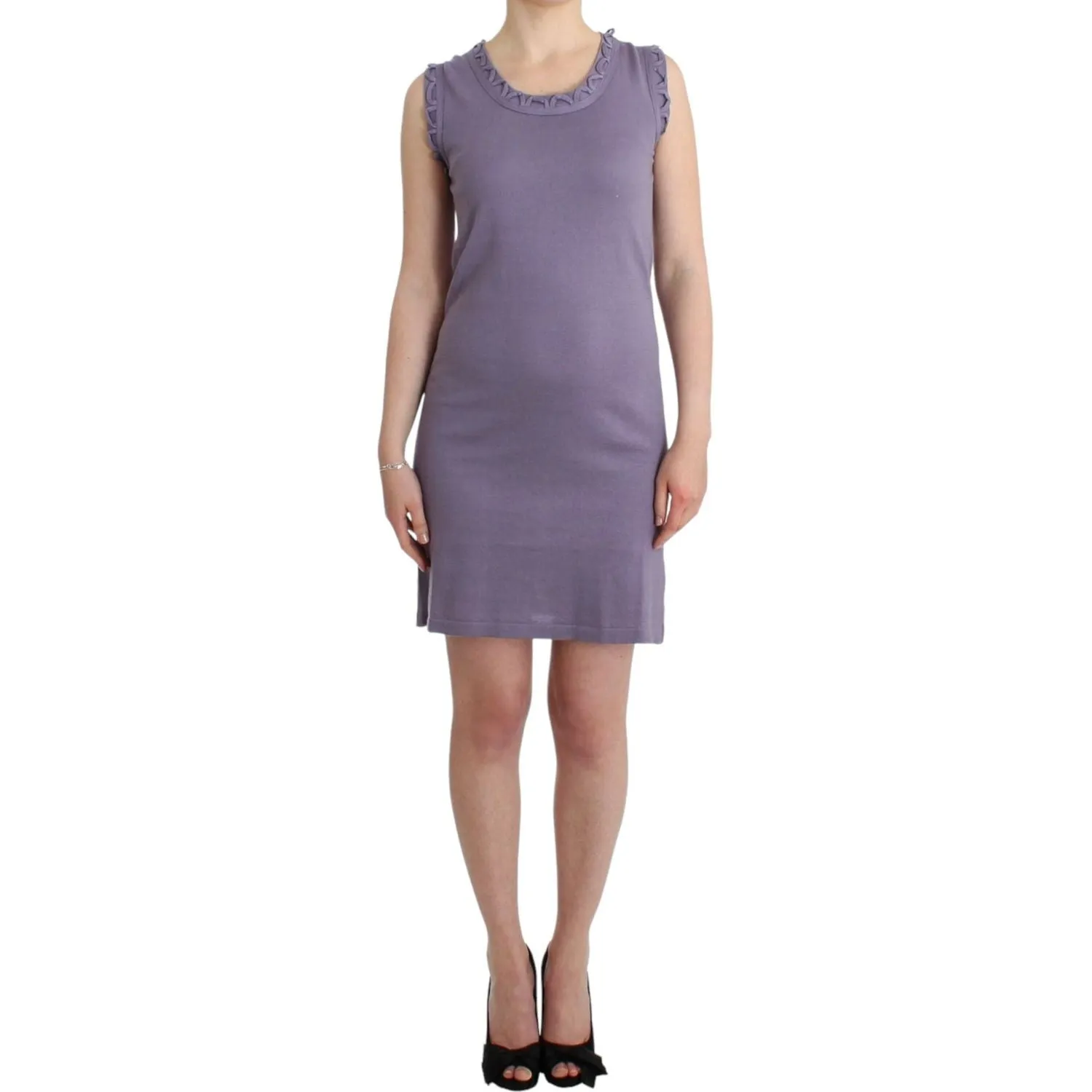 John Galliano Elegant Purple Knee-Length Cotton Dress