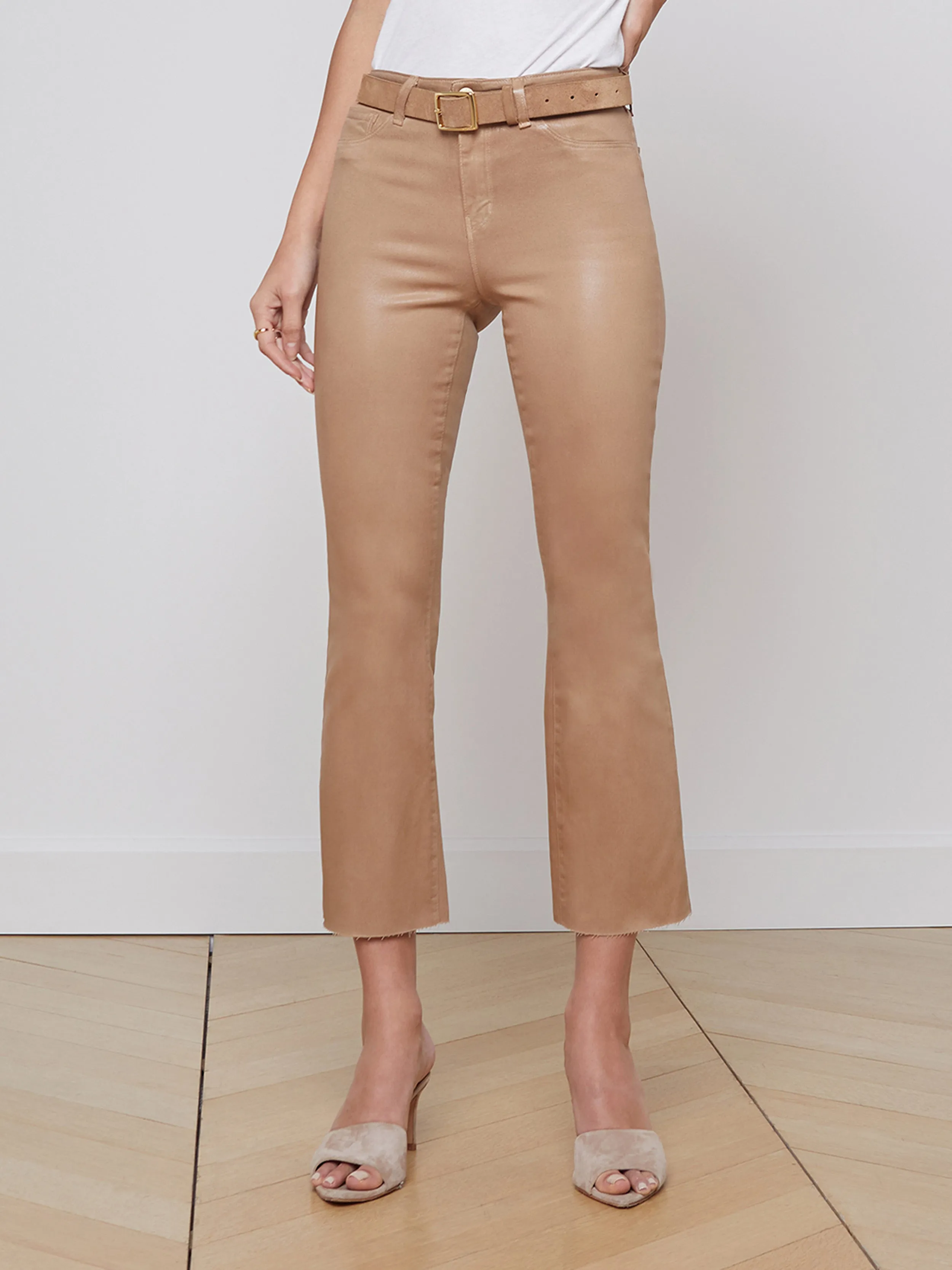 Kendra Coated Cropped Flare Jean