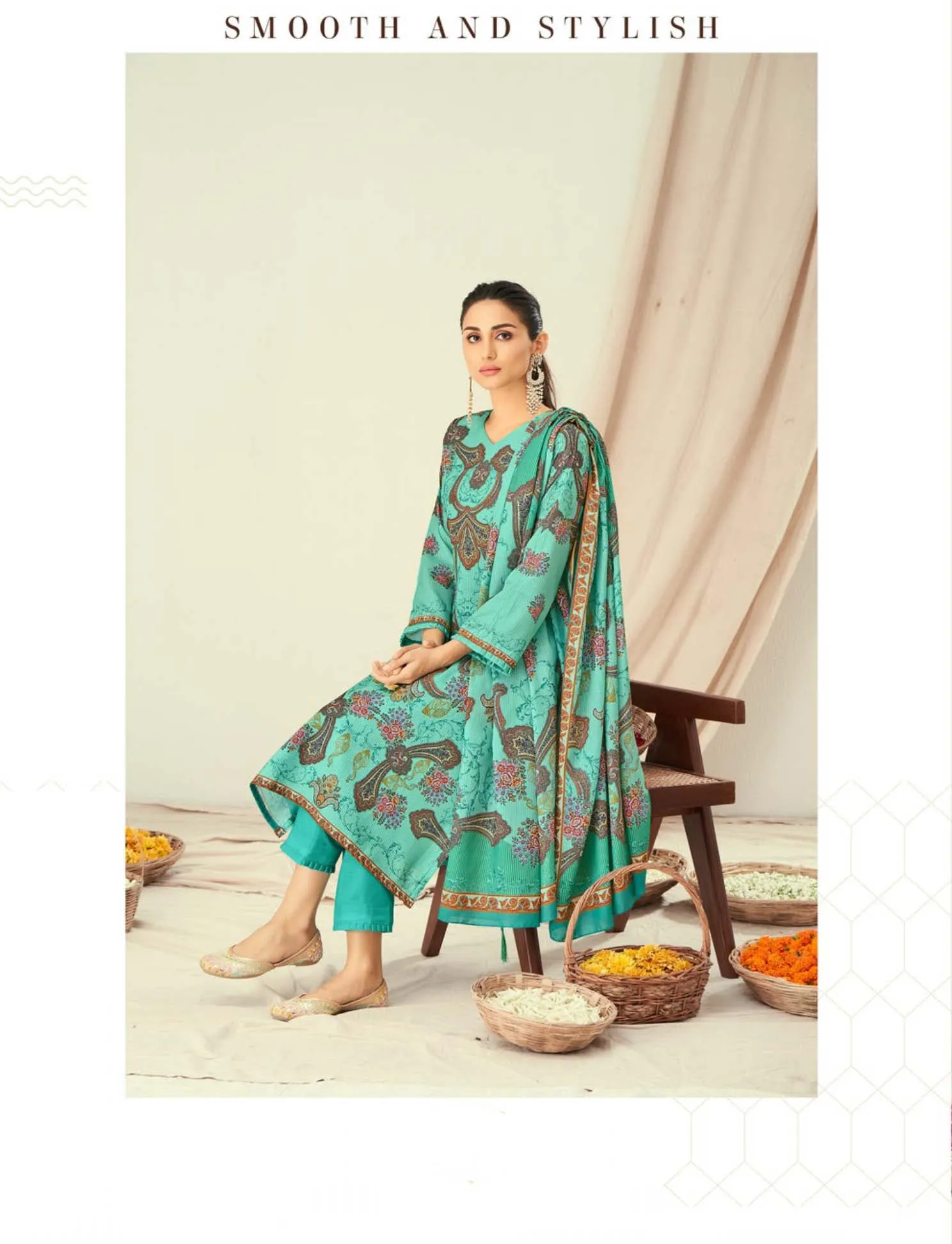 Kesar Lawn Cotton Unstitched Pakistani Print Suit Green