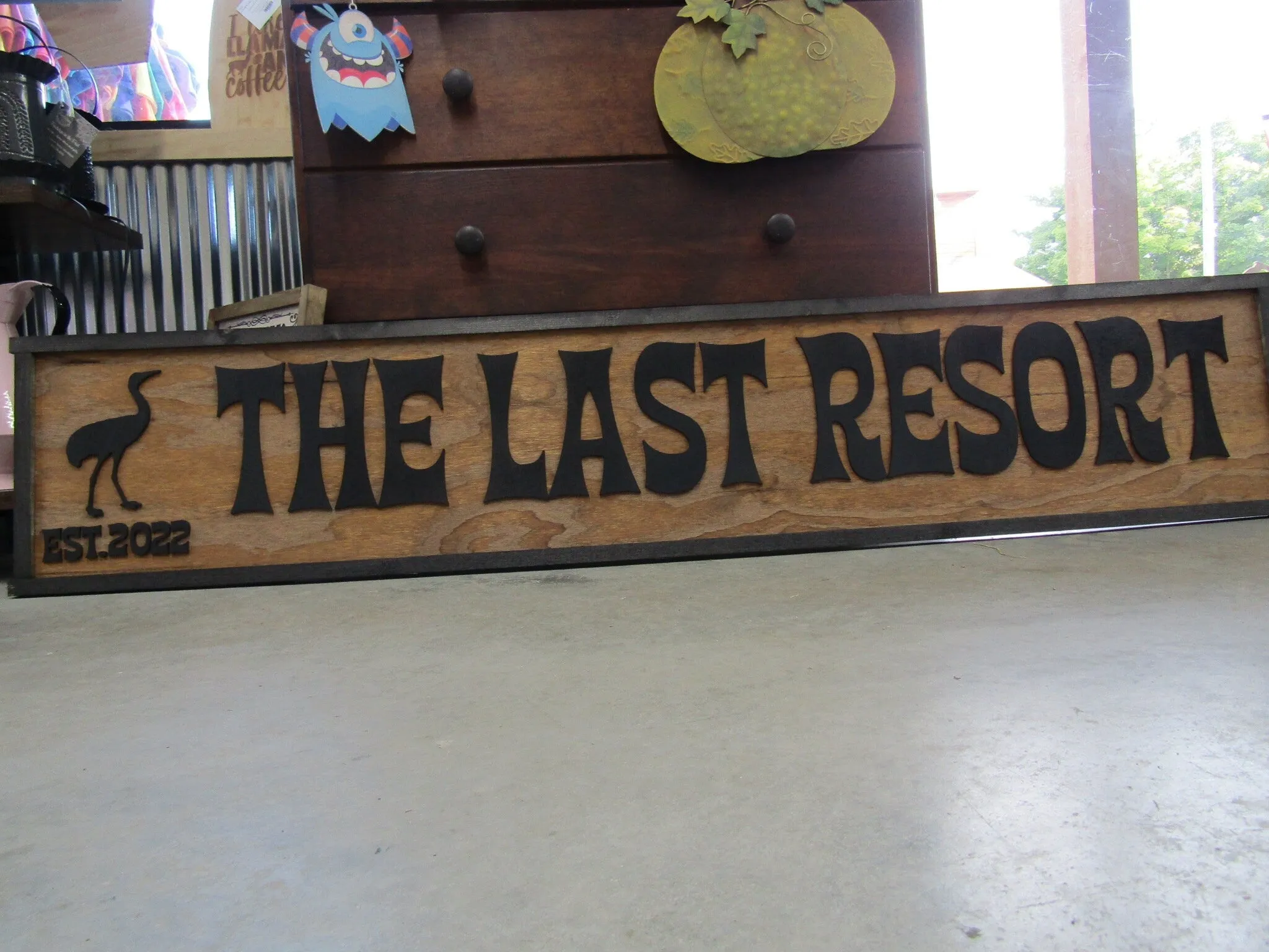 Large Custom Ranch Sign Resort Heron Over-sized Rustic Business Logo Wood Laser Cut Out 3D Extra Large Sign Studio Sign Commerical signage