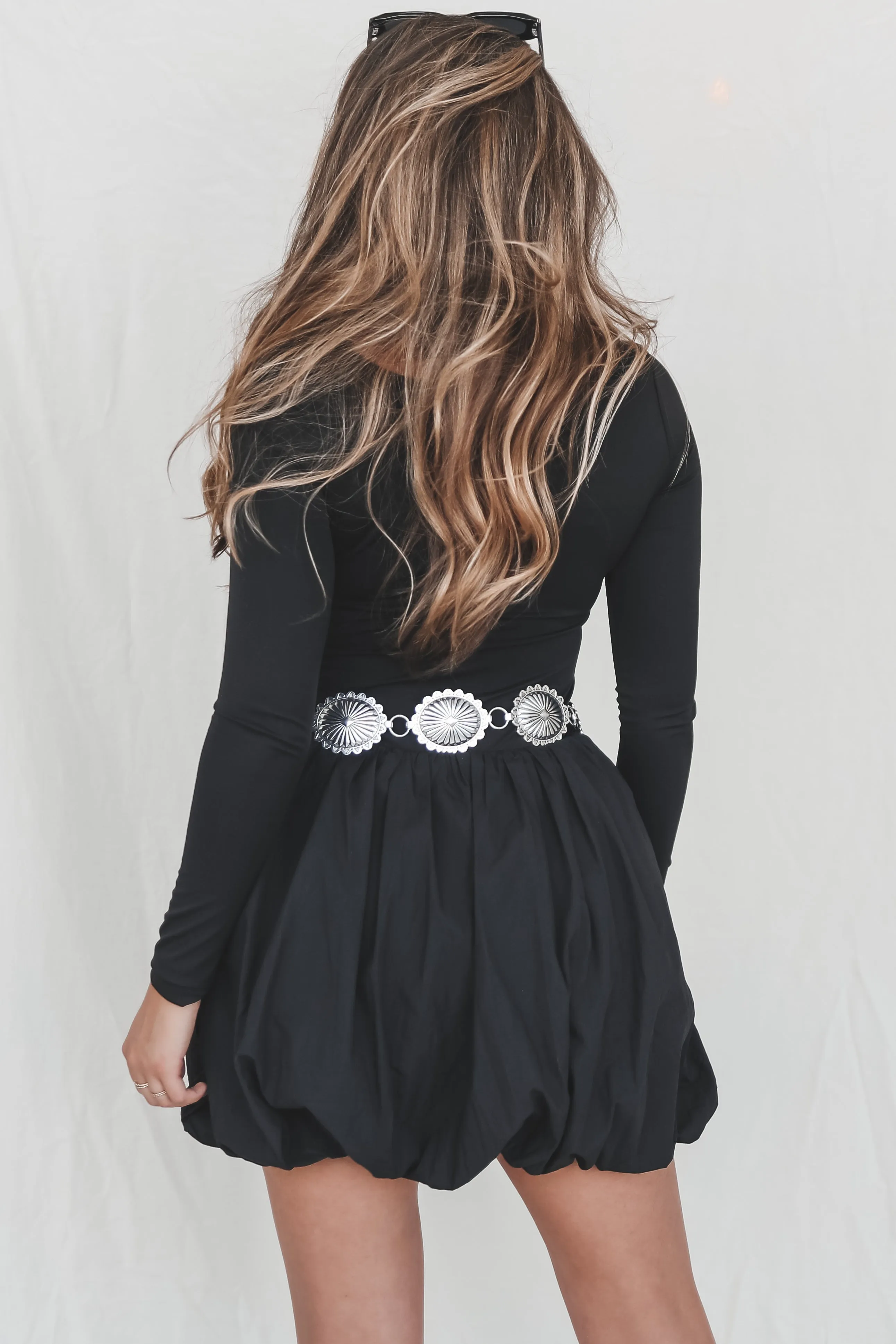 Later Hater Long Sleeve Bubble Dress Romper