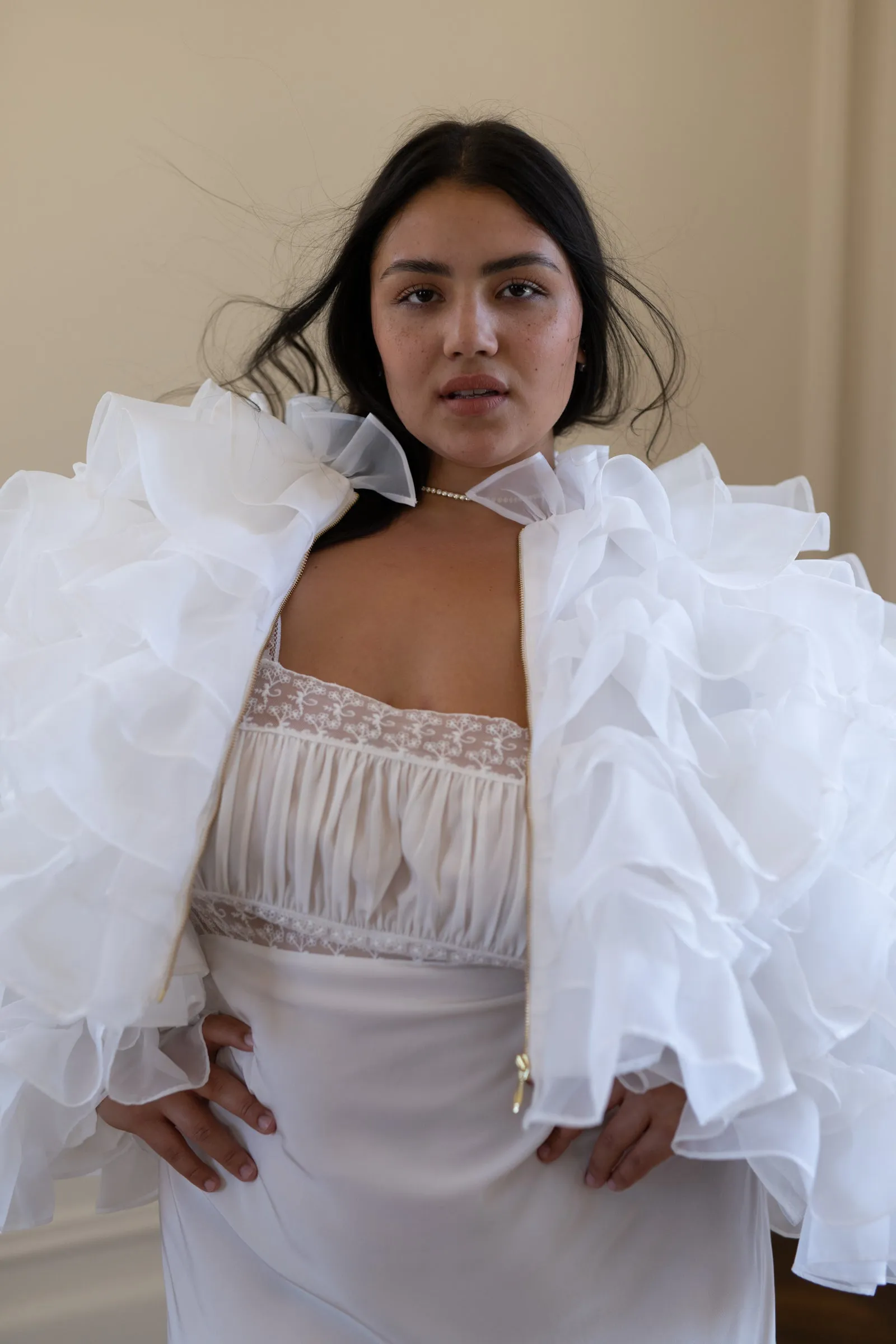 Le Petit Chou Boa Jacket in Ivory