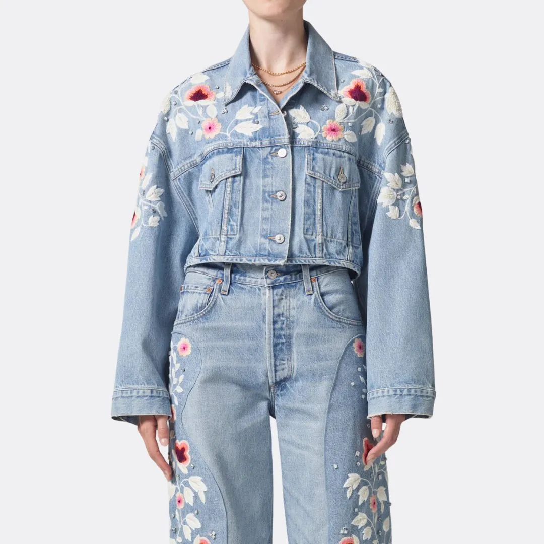 Lena Embroidered Cropped Jacket (Tulip)