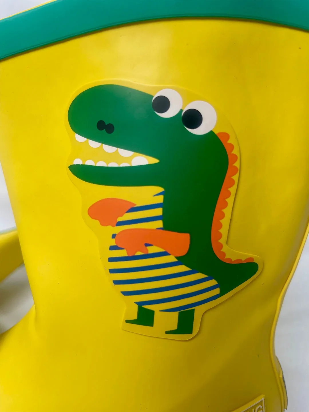 Little Surprise Box Mr. Yelosaur Stripe Flexible Rubber Rain Gumboots for Toddlers and Kids