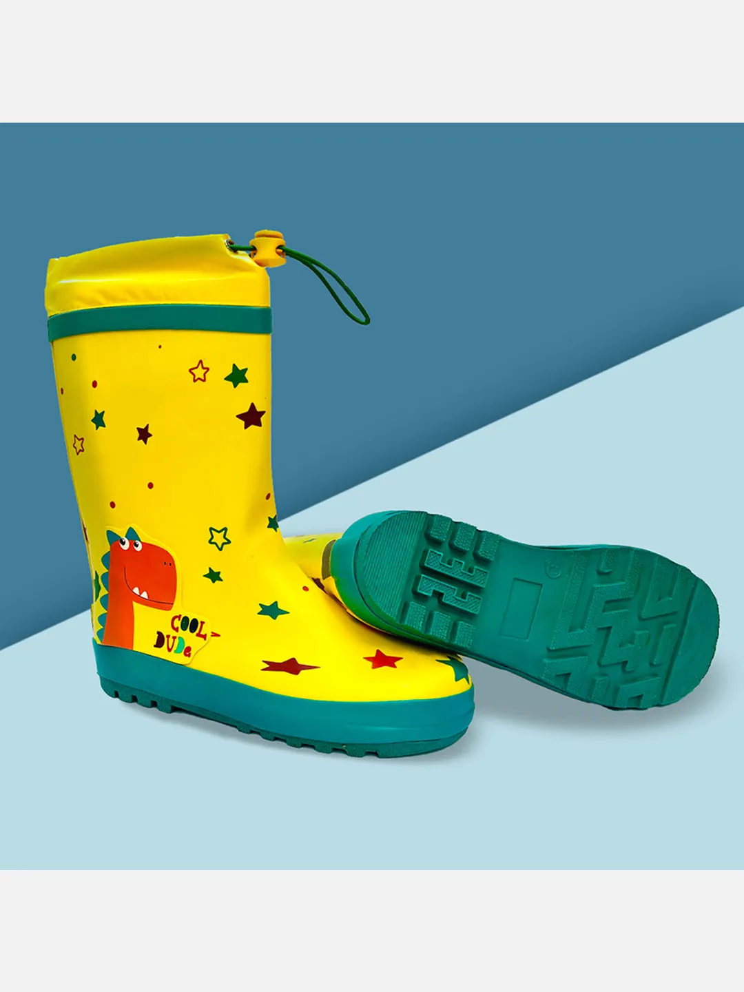 Little Surprise Box Rock n Roll Dino Flexible Rubber Rain Gumboots for Toddlers and Kids