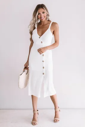 Long Beach Bombshell Midi Dress in Ivory