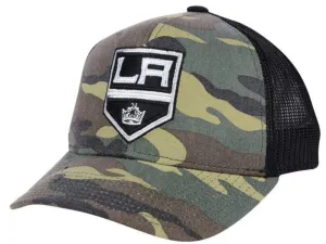 Los Angeles Kings Adidas Camo Black Mesh Structured Snapback Trucker Hat Cap