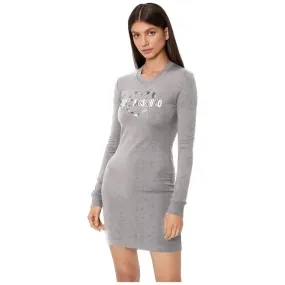 Love Moschino Chic Gray Cotton Blend Dress with Logo Detail