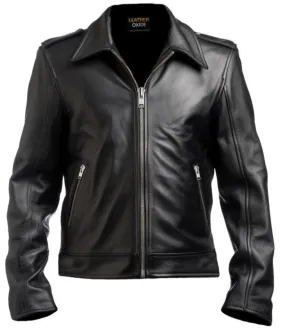 Men Vintage Black Leather Jacket - Black Leather Jacket For Men