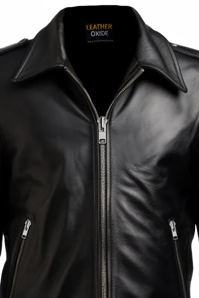 Men Vintage Black Leather Jacket - Black Leather Jacket For Men