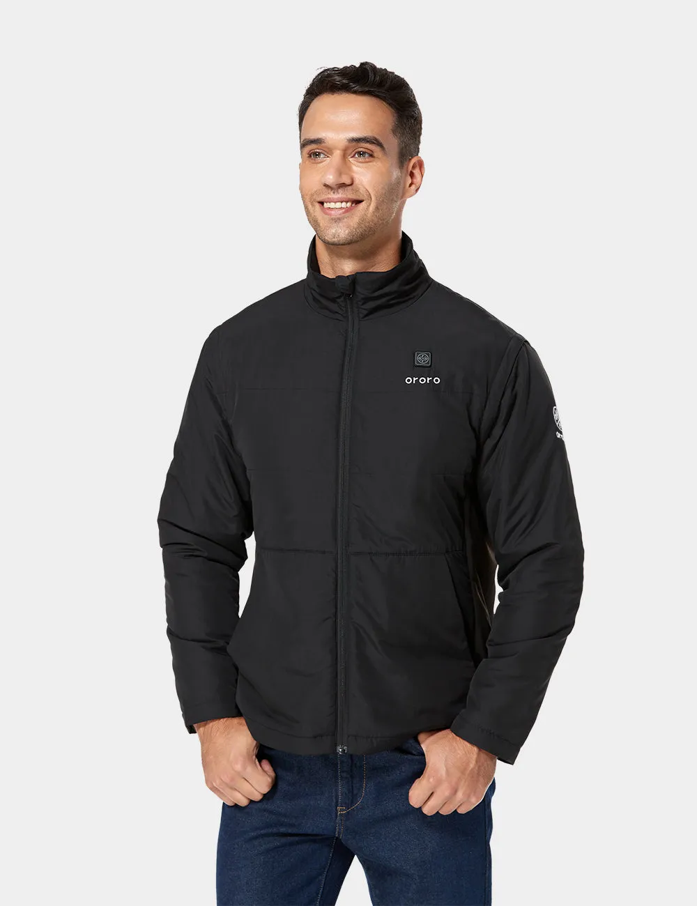 Men's Heated Golf Jacket with Zip-off Sleeves - Black